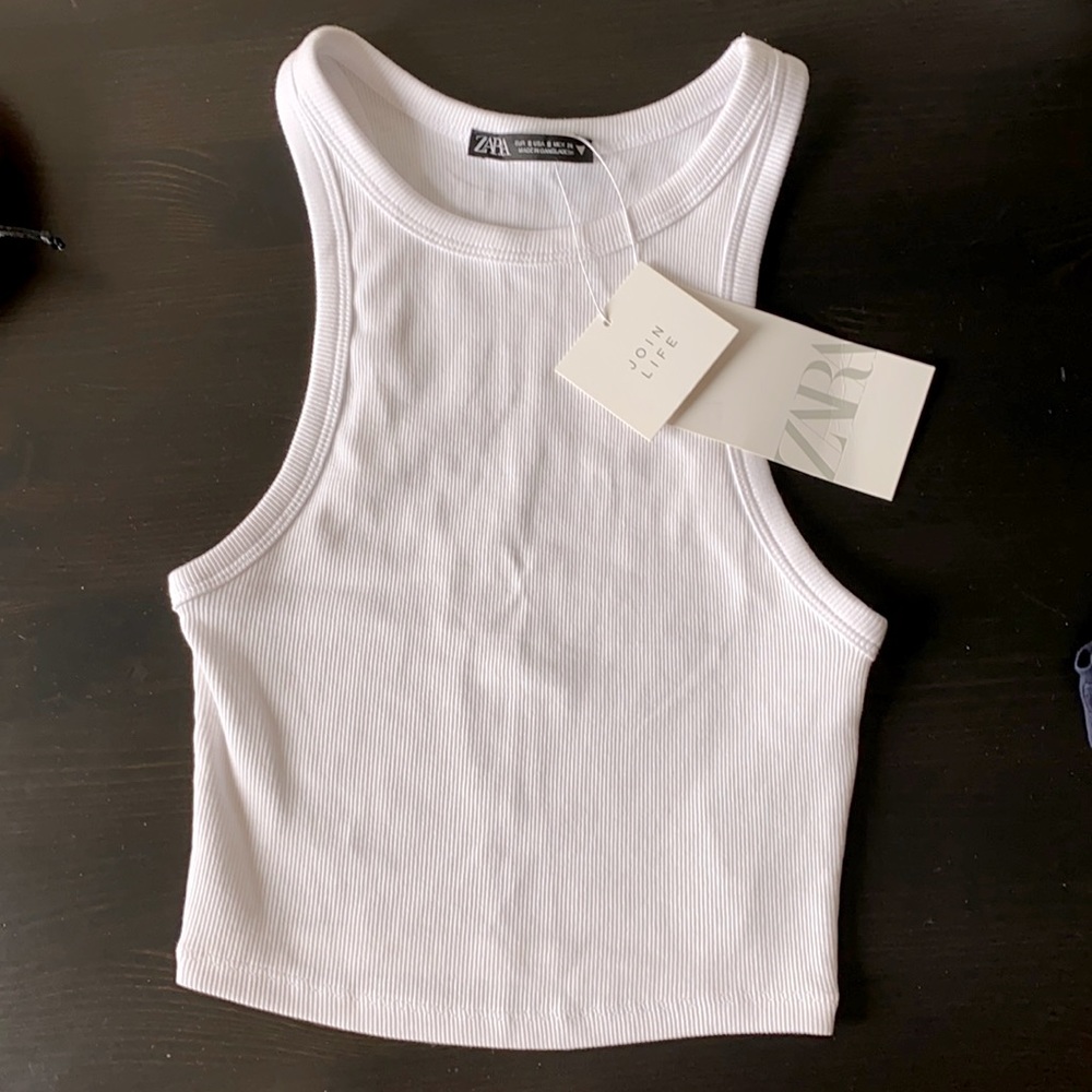 Zara cropped white tank top